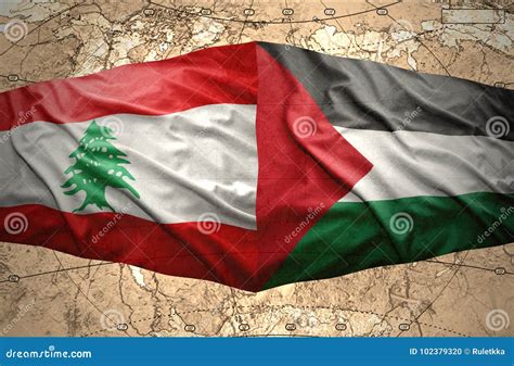 Palestine And Lebanon Realistic Flag – Fabric Texture Illustration Stock Image | CartoonDealer ...