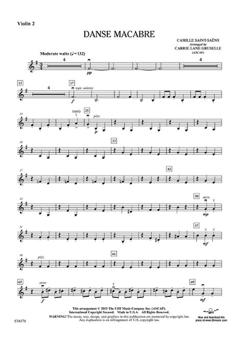 Buy "Danse Macabre - Violin 2" Sheet Music for Orchestra