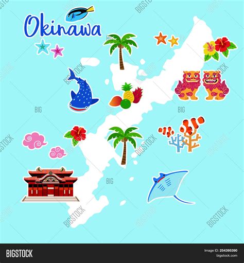 Okinawa Travel Map Vector & Photo (Free Trial) | Bigstock