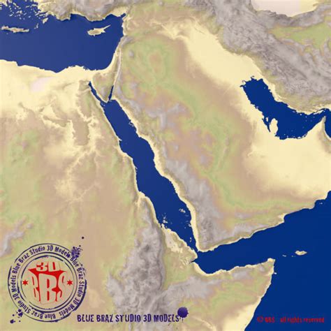 Middle East elevation map 3D model | CGTrader