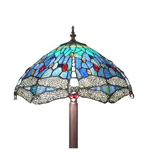 Tiffany floor lamp with a decoration of dragonflies - Art Deco lighting