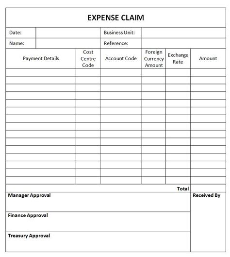 Expenses Claim Form Template