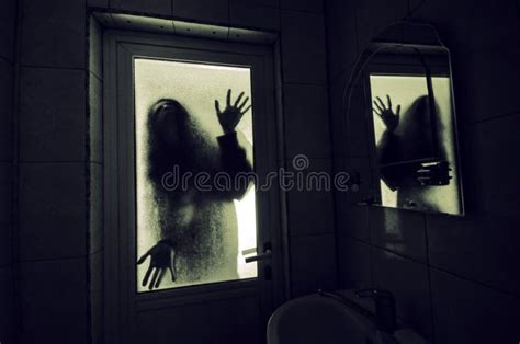 Horror Woman in Window Wood Hand Hold Cage Scary Scene Halloween ...