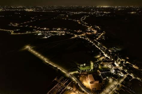 Premium Photo | Aerial night view of a town