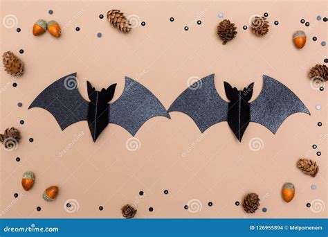 Halloween Bats on Brown Paper Stock Photo - Image of light, craft ...