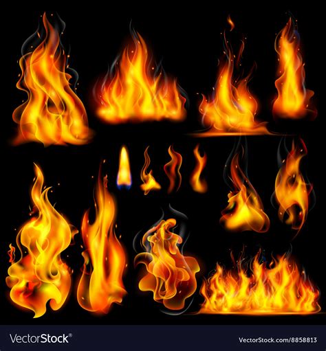 Realistic burning fire flame Royalty Free Vector Image