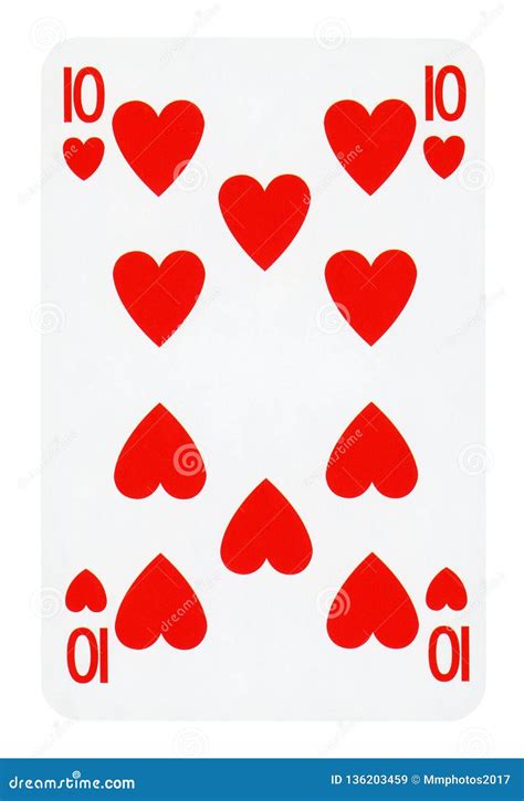 Ten of Hearts Playing Card - Isolated on White Stock Image - Image of four, color: 136203459