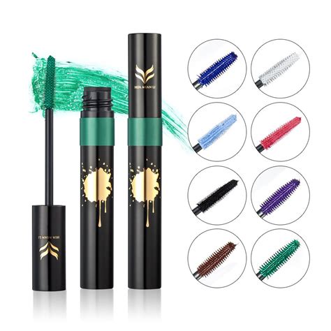 HUAMIANLI Purple Green White Mascara Faint Waterproof Anti sweat Exaggerate Mascara Beauty ...