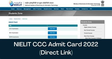 CCC Admit Card November 2024 - Direct Link NIELIT Hall Ticket @ www ...