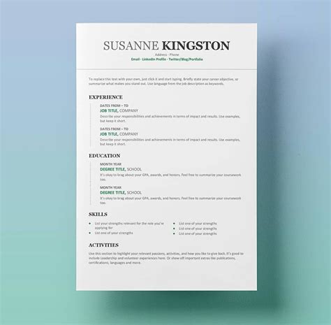 25 Resume Templates For Microsoft Word [Free Download] with Microsoft ...