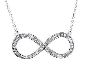 STERLING SILVER CUBIC ZIRCONIA SMALL INFINITY SYMBOL NECKLACE | eBay