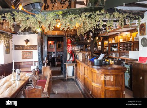 Main bar at 'The Royal Standard of England' pub, Forty Green, Beaconsfield, Buckinghamshire ...