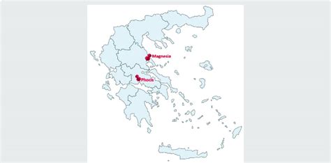 Map of Greece showing the location of Phocis and Magnesia regions of... | Download Scientific ...