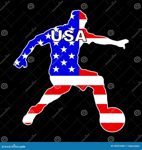 USA Footballer Silhouette with United States Flag Stock Illustration - Illustration of united ...