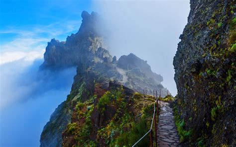 Stunning HD Wallpaper of a Path in Portugal's Mountainous Landscape