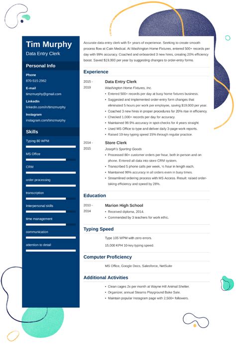 Data Entry Resume Example + Skills & Job Description in 2023