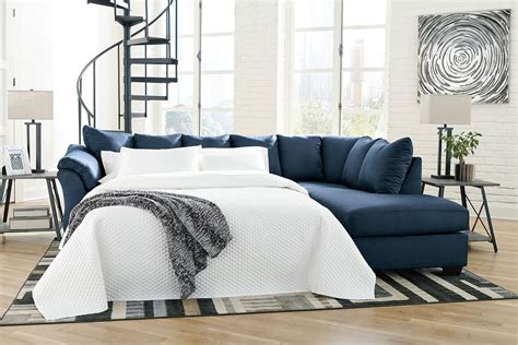 Darcy Blue Right Chaise Sectional w/ Sleeper by Signature Design by Ashley | FurniturePick