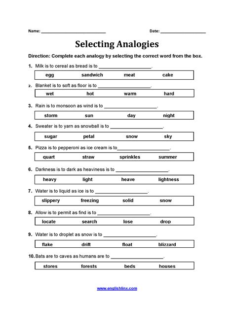 Analogy Lesson Plans 4th Grade - Lesson Plans Learning