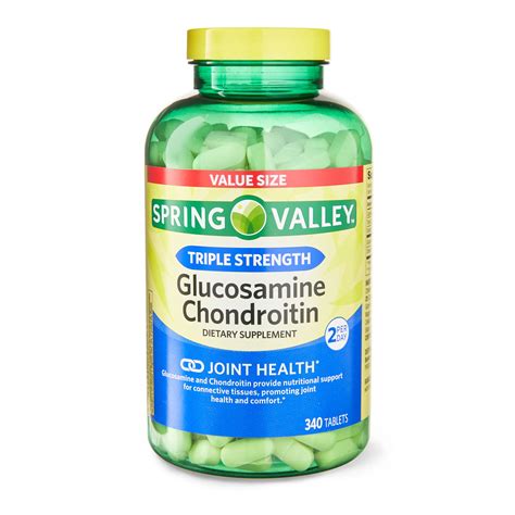 Spring Valley Triple Strength Glucosamine Chondroitin Tablets Dietary Supplement Value Size, 340 ...