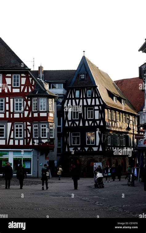 German timber-framed architecture in the town of Bensheim in Hesse, Germany Stock Photo - Alamy