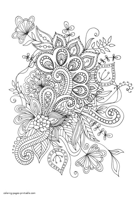 Flower Colouring Pages Hard || COLORING-PAGES-PRINTABLE.COM