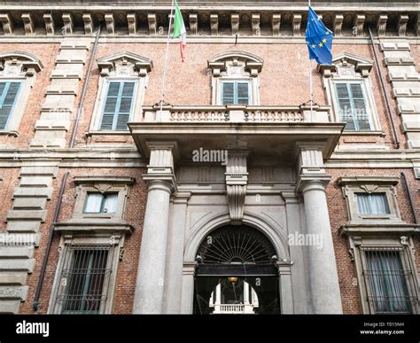 Travel to Italy - facade of Palazzo Brera, house of Pinacoteca di Brera (Brera Art Gallery) on ...