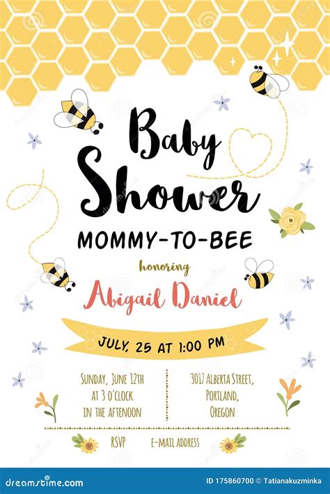 Bee Baby Shower Invitation Template. Honoring Mommy To Bee, Honey ...