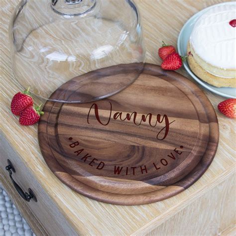 Personalised Wood & Glass Dome Cup Cake Platter | The Laser Boutique