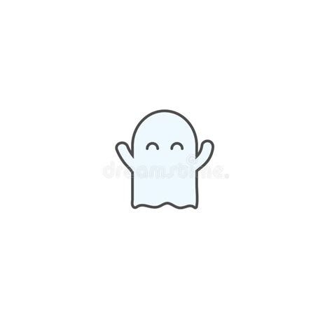 Cute Ghost Sticker Isolated On White Background. Stock Vector - Illustration of fear ...