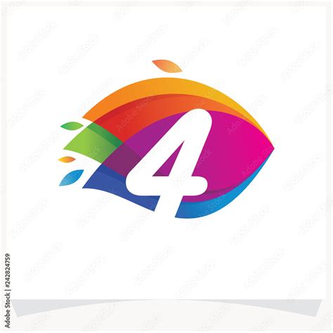 Number 4 Negative space design. Number 4 logo at colorful multicolor ...