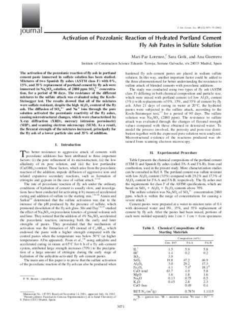 (PDF) Activation of Pozzolanic Reaction of Hydrated Portland Cement Fly Ash Pastes in Sulfate ...