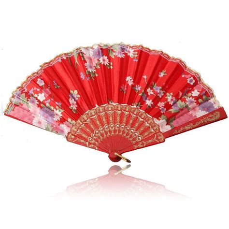 8 Colors Chinese Style Vintage Fancy Folding Fan Hand Plastic Lace Silk Flower Dance Fans Party ...