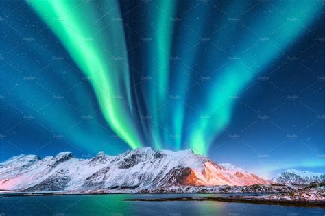 Aurora borealis lofoten islands norway aurora stock photo containing ...