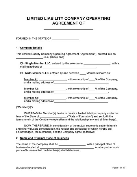 LLC Operating Agreement Template | Free Agreement Templates