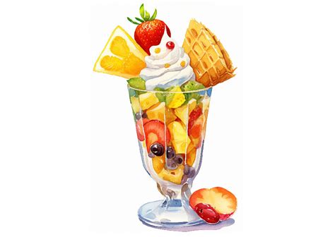 Cream-Topped Fruit Cup Clipart Graphic by ANE · Creative Fabrica