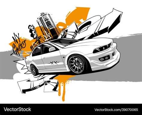 Racing car graffiti abstract art Royalty Free Vector Image