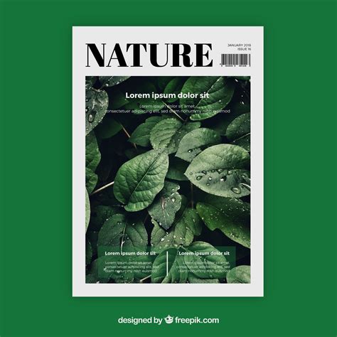 Free Vector | Nature magazine cover template with photo | Magazine ...