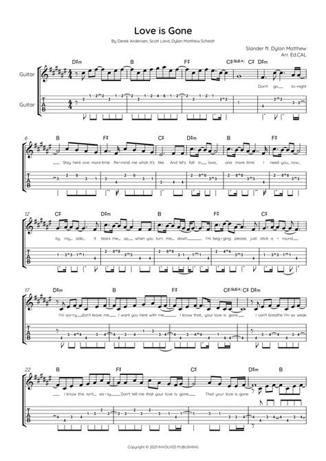 Love Is Gone (arr. Ed.CAL) by Slander Feat. Dylan Matthew Sheet Music ...