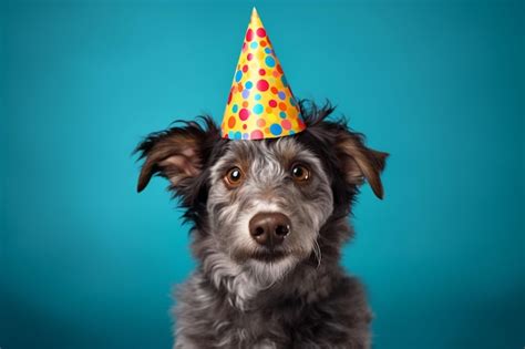 Premium AI Image | dog wearing a bright birthday hat