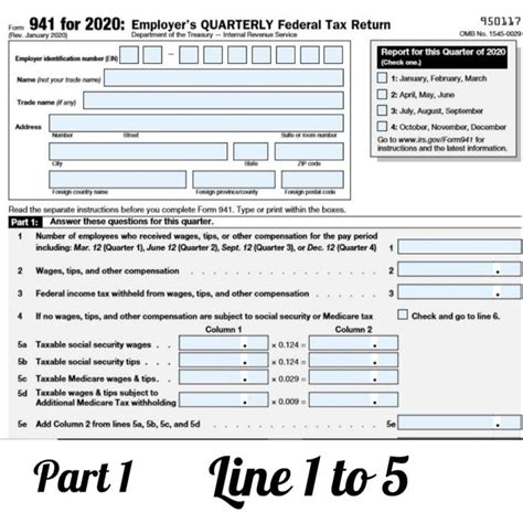 How to Fill Out 2020 Form 941 Employer’s Quarterly Federal Tax Return – Part 1 Line 1 to 5-Step ...