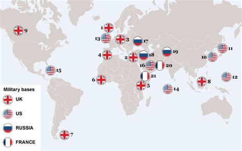 Where are the world's major military bases?