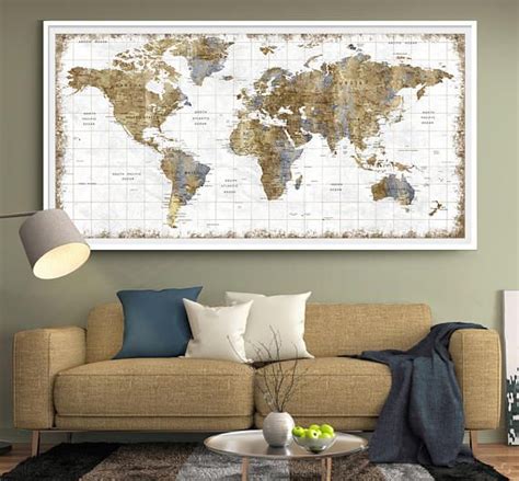 Canvas Wall Map Of The World - Mural Wall