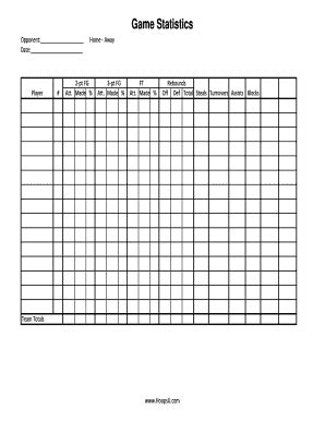 Basketball Stats Sheet - Fill Online, Printable, Fillable, Blank ...