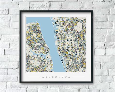 Liverpool Map Print With Coloured Buildings Free Delivery - Etsy