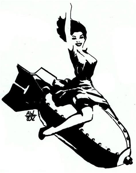 Bomb Riding Betty Sharpie Drawing | Silhouette clip art, Cool stencils ...