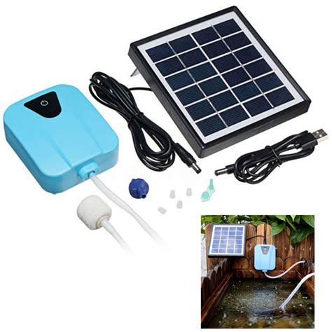 Solar Powered Oxygenator Aerator Air Pump Oxygen Kit Outdoor Pool Pond ...