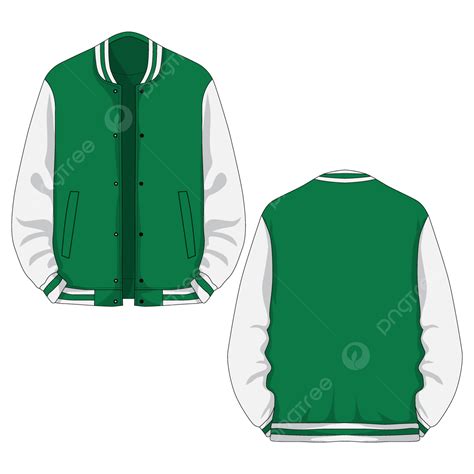 Green White Varsity Jacket Mockup Vector Illustration, Jacket Mockups, Varsity Jacket, Front And ...