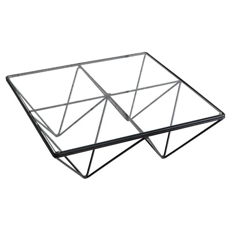 Wrought Iron with Glass Geometric Theme Coffee Table by Paolo Piva at 1stDibs