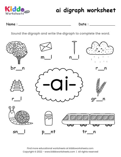 Free Printable ai digraph worksheet - kiddoworksheets