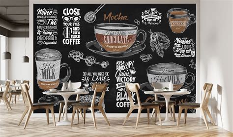 Cafe Shop Wallpaper Coffee Menu Wall Mural Easy Removable - Etsy